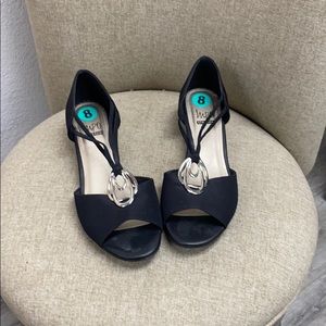 Black flats with silver accents